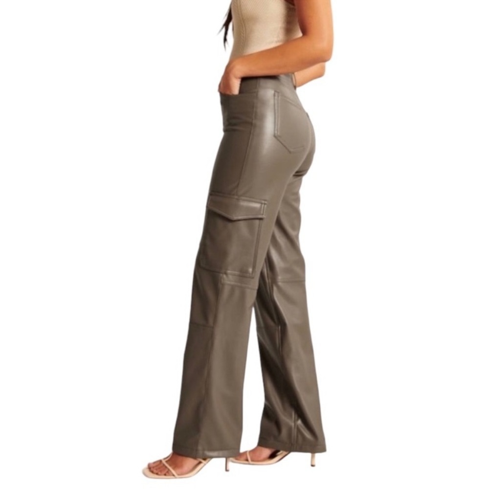 Abercrombie & Fitch Olive Faux Leather Cargo Pants